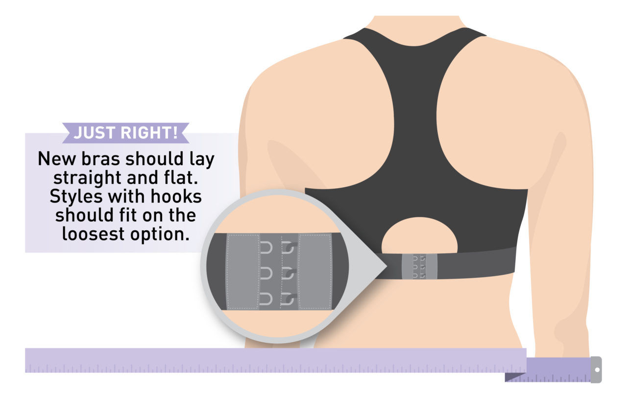 New bras should lay straight and flat. Styles with hooks should fit on a losses option