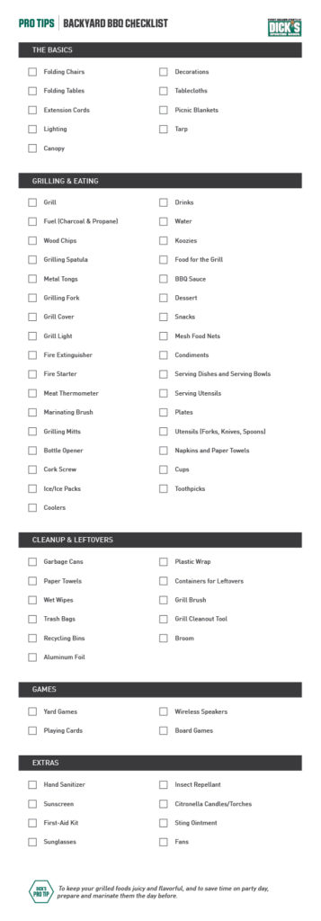 Printable BBQ Checklist.