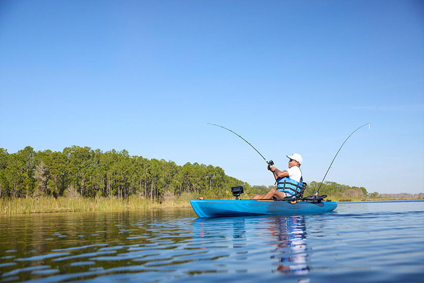 Man fishing from a kayak