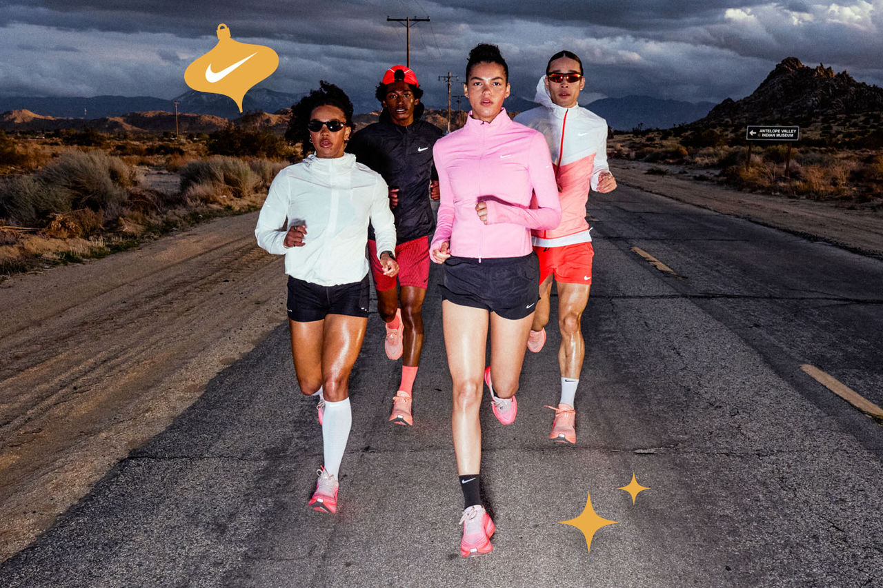 Athletes running outsidein winter