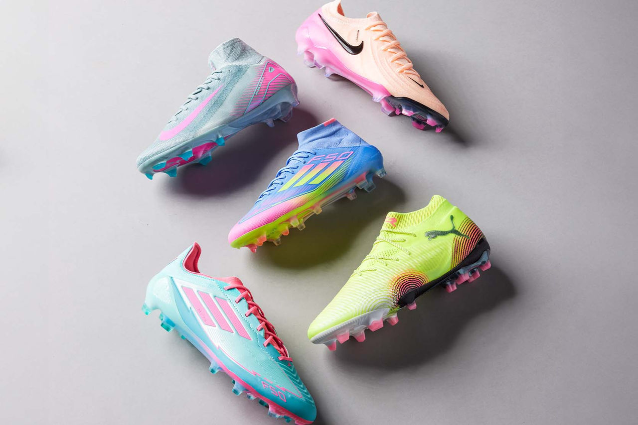 soccer cleats laying in studio