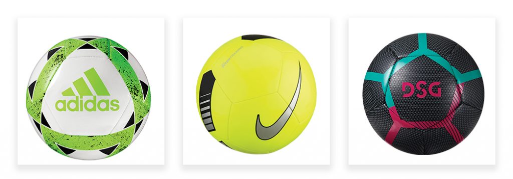 adidas,  nike, and dsg soccer balls