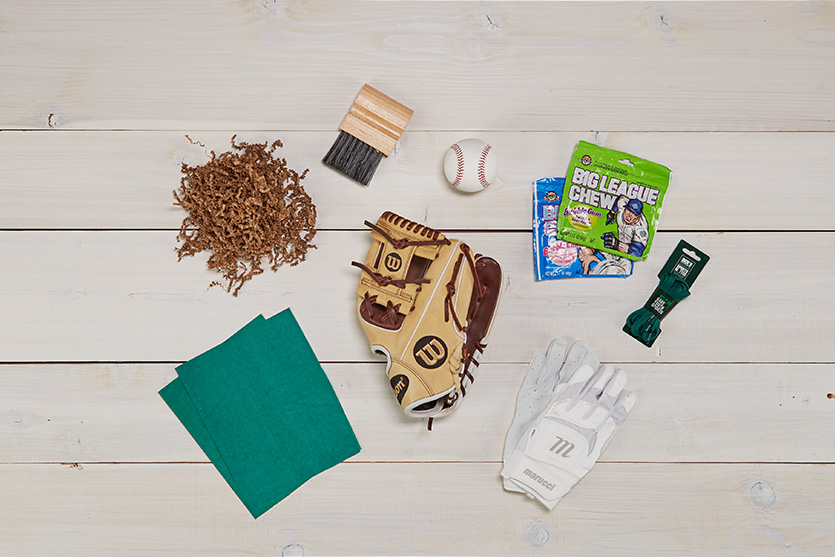 Laydown of wrapping supplies.