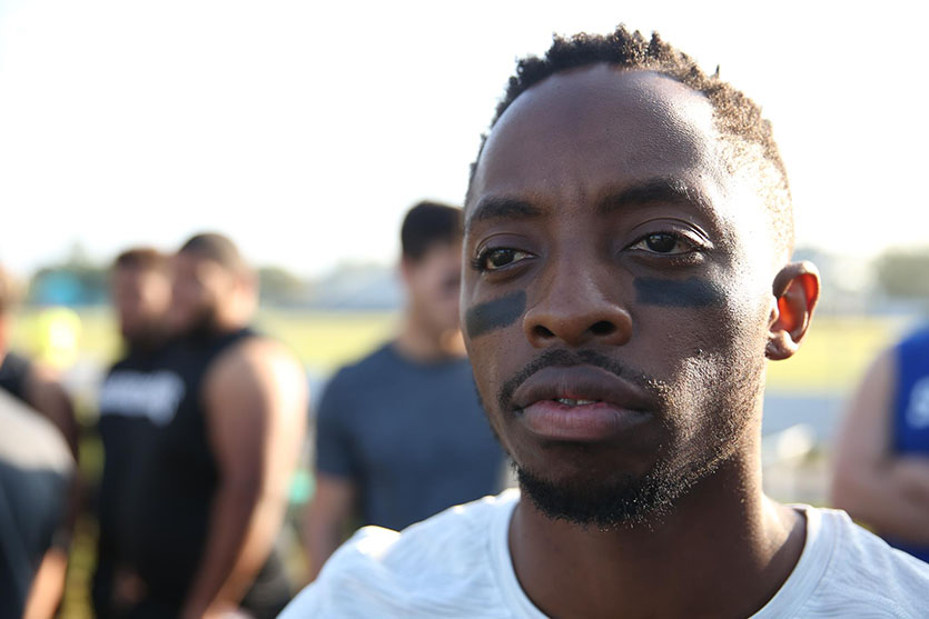 Athlete with eye black