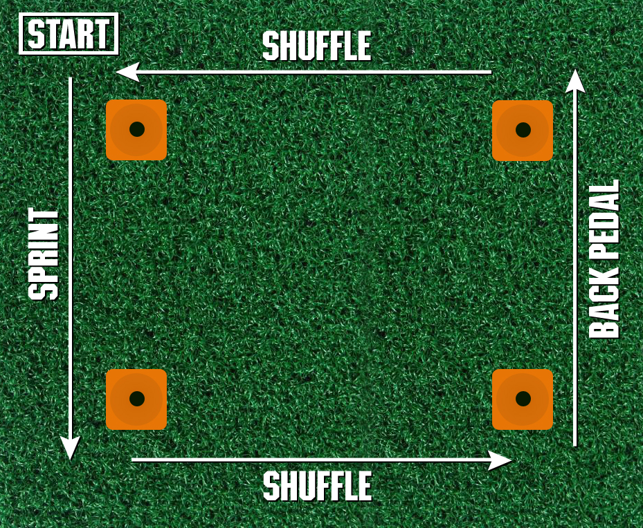 display of baseball drill with cones