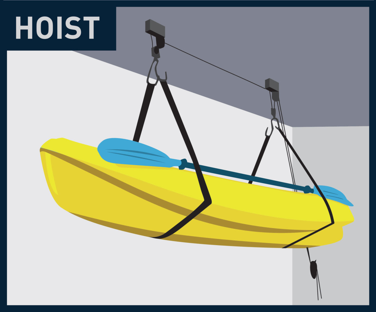 Kayaks on a hoist