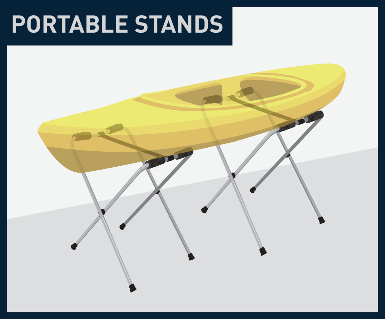 Kayaks on a portable stand
