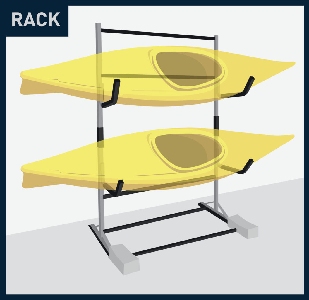 Kayaks on a rack