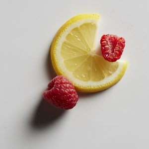 Lemon and raspberries