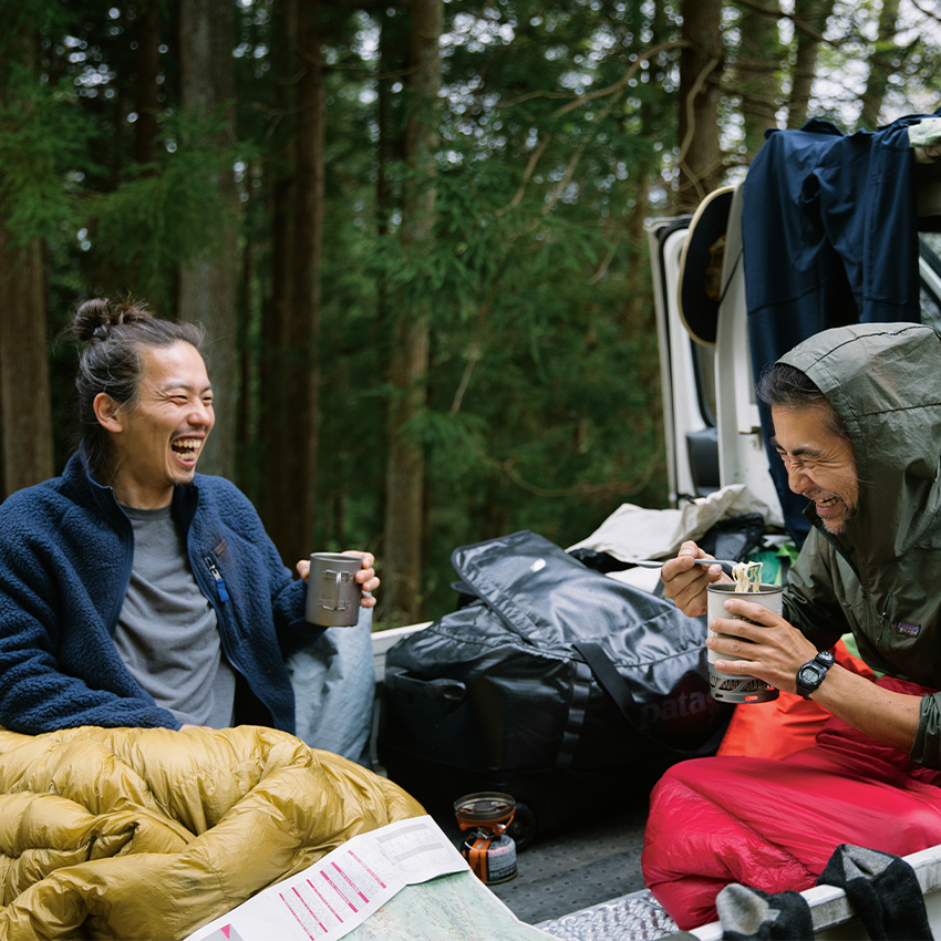 two friends camping