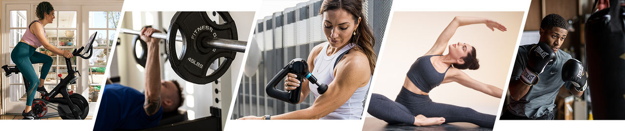 A collection of images depicting fitness activities