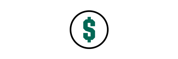 Dollar symbol in circle icon.